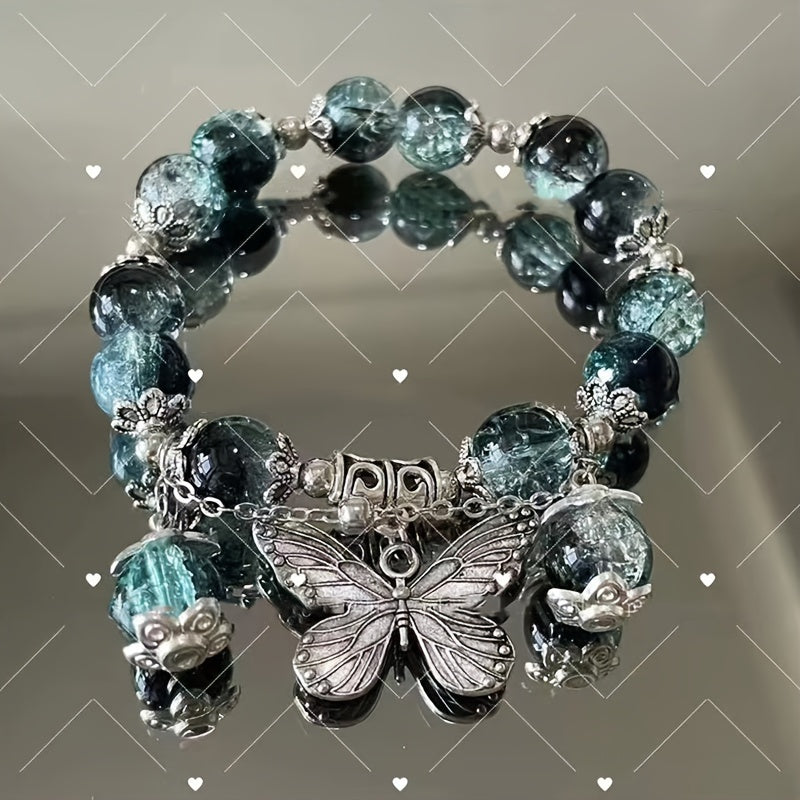 Vintage Butterfly Healing Crystal Bracelet Relieve Stress