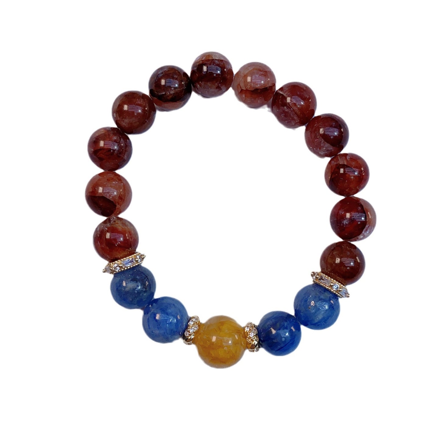 Natural crystal oxblood red gum flower plus four seasons ghost bracelet