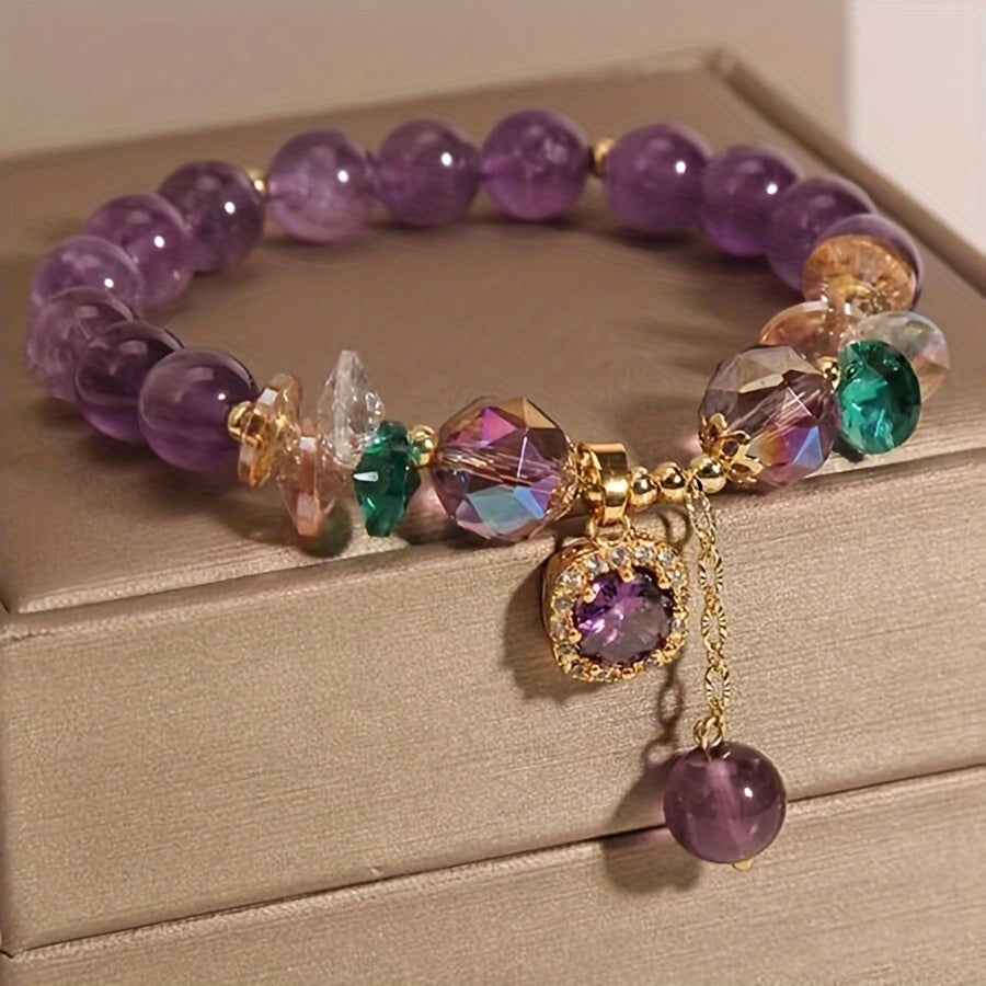 Vintage Elegant Amethyst Bead Bracelet