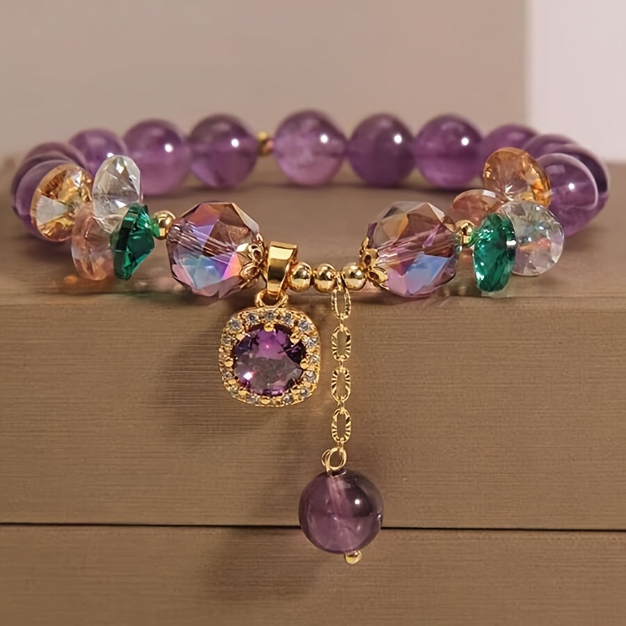 Vintage Elegant Amethyst Bead Bracelet