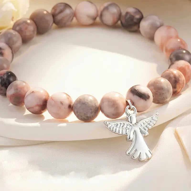 Memorial Gifts Angel Wings Healing Crystal Bracelet