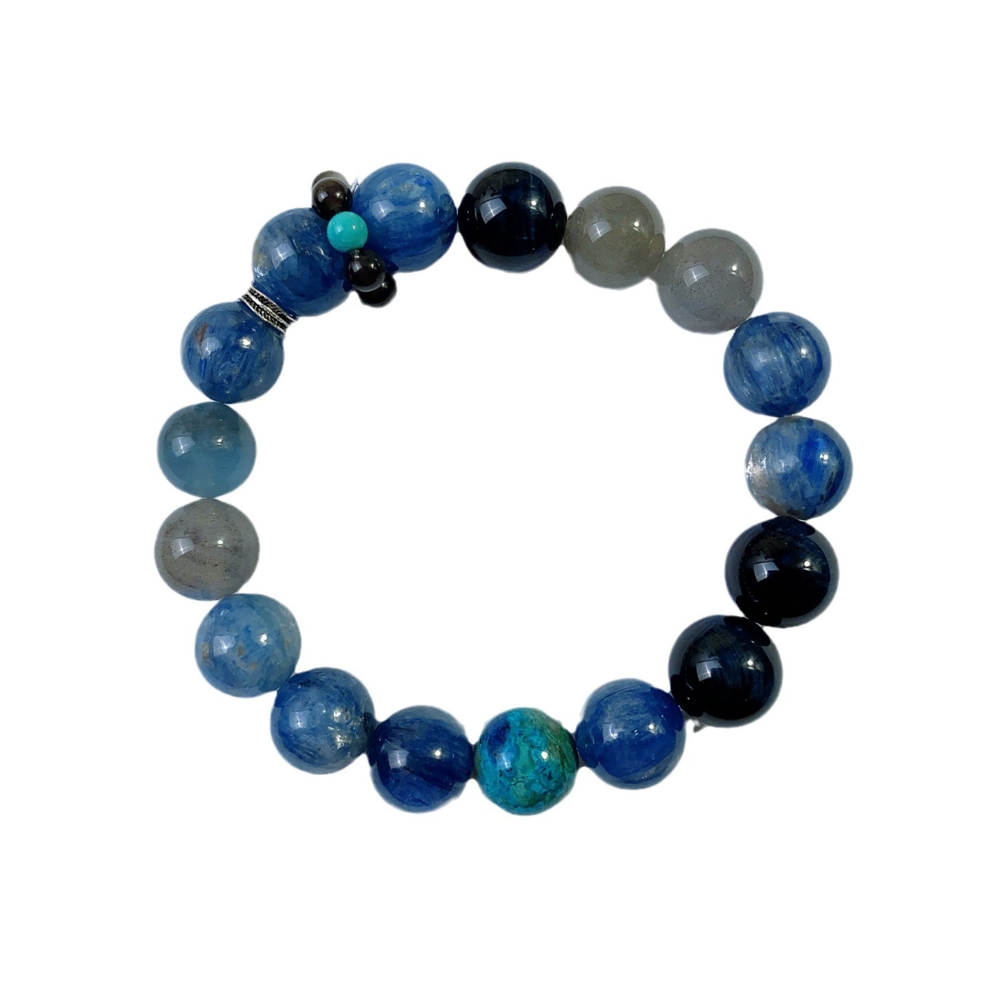 Natural gray moonlight blue tiger eye black warrior blue crystal bracelet