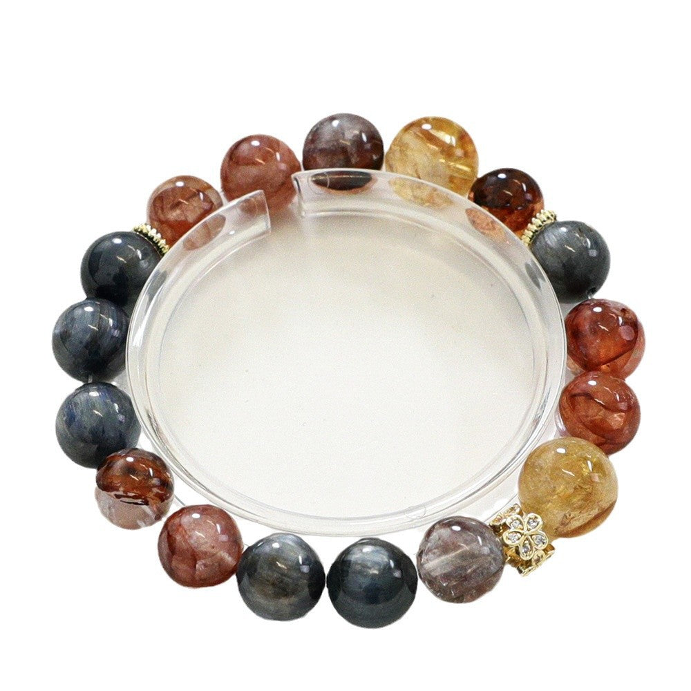 Yellow Tower Crystal Red Gum Flower Kyanite Bracelet