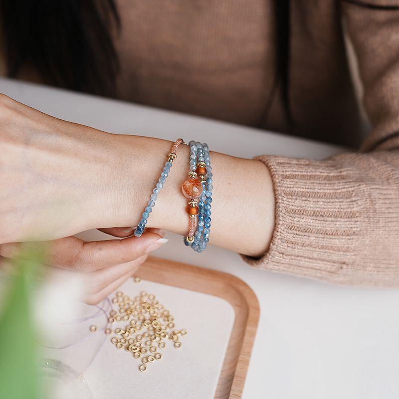 Small sweater chain personality blue topaz clavicle chain