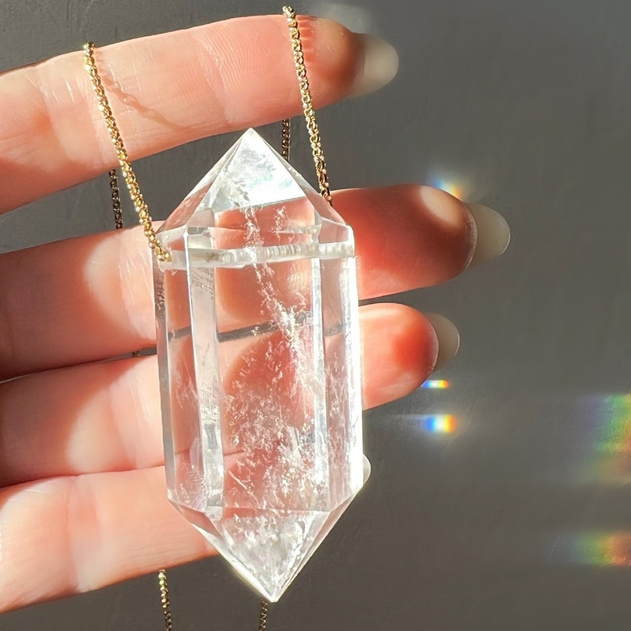 Big Quartz Crystal Layering Necklace, Healing Quartz Pendant Jewelry, Chakra Healing Necklace, Sterling Silver Healing Gemstone Jewelry